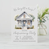 家買だ！かわいい水彩引っ越し祝いパーティー 招待状 (スタンド正面)