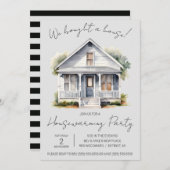 家買だ！かわいい水彩引っ越し祝いパーティー 招待状 (正面/裏面)