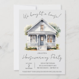 家買だ！かわいい水彩引っ越し祝いパーティー 招待状