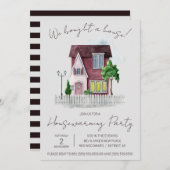 家買だ！かわいい水彩引っ越し祝いパーティー 招待状 (正面/裏面)