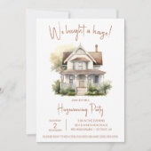 家買だ！かわいい水彩引っ越し祝いパーティー 招待状 (正面)