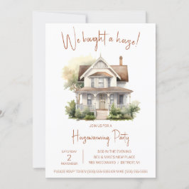 家買だ！かわいい水彩引っ越し祝いパーティー 招待状