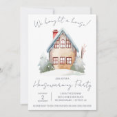 家買だ！かわいい水彩引っ越し祝いパーティー 招待状 (正面)