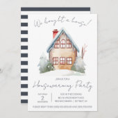 家買だ!かわいい水彩引っ越し祝いパーティー 招待状 (正面/裏面)