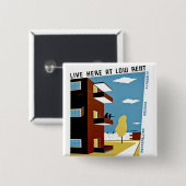 家賃の安い所に住む 缶バッジ (正面&裏面)