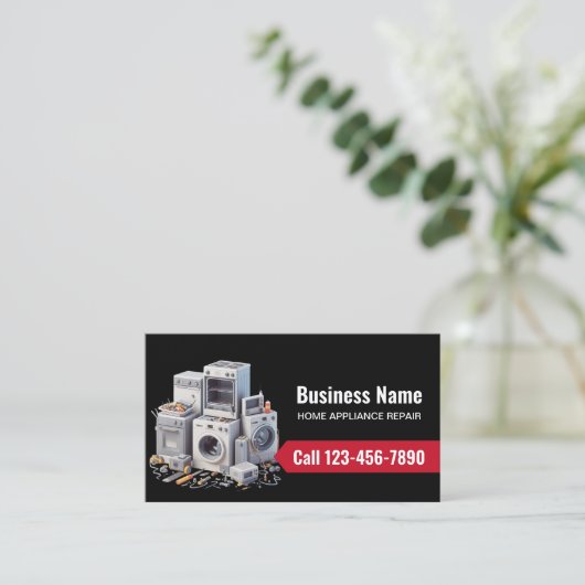家電修理サービスプロフェッショナルブラック 名刺 (スタンド正面)