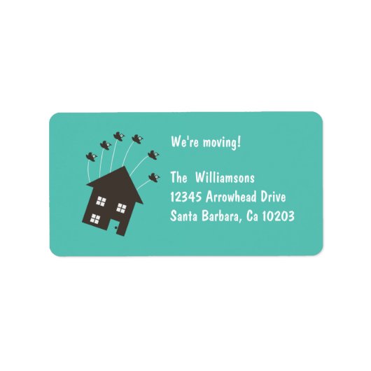 家飛んでいる – 移動する – ラベル (正面)