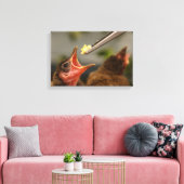 家食べ物を与えの雀が鳴り響く キャンバスプリント (インサイチュ (リビング))