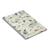 家、木、馬とのシームレスなカラフルパターン ノートブック (右側)