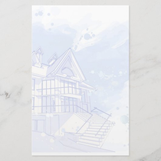 家: 水彩画の引くこと 便箋 (正面)