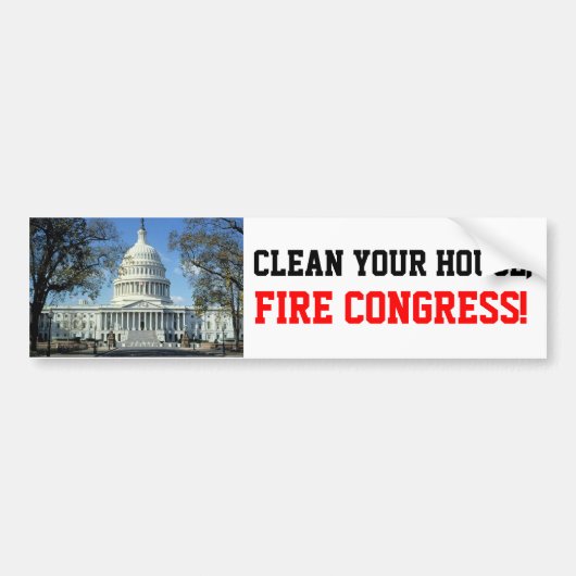 家、火議会をきれいにして下さい! バンパーステッカー (正面)