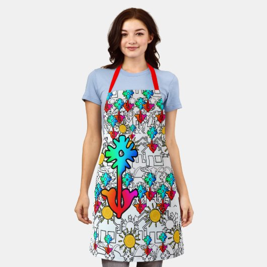 家 花 太陽光 エプロン (着用した状態)