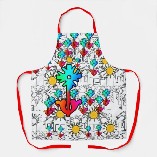 家 花 太陽光 エプロン (正面)