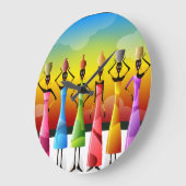 容器を持つカラフルなアフリカの女性 ラージ壁時計 (傾斜)