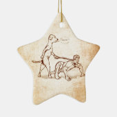 "容易な男の子"犬の歩くの人 セラミックオーナメント (右)