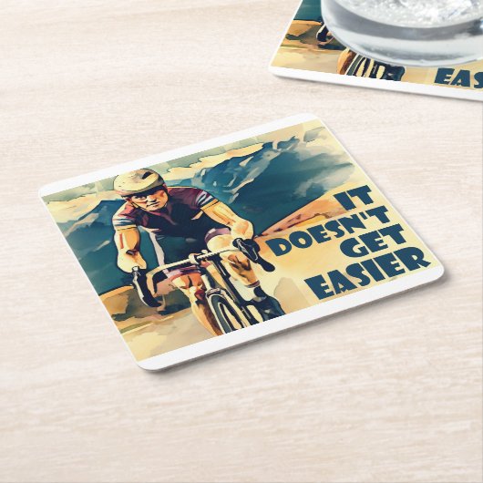 容易にサイクリングできない スクエアペーパーコースター (アングル)