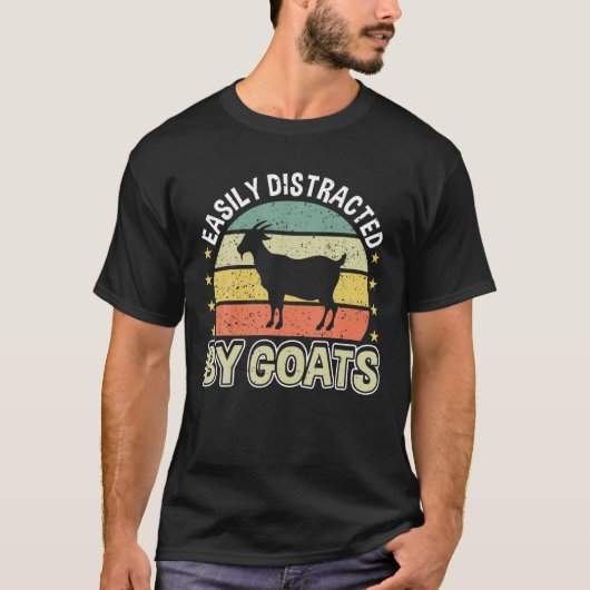 容易にヤギに気を散らすレトロヴィンテージおもしろいゴア Tシャツ (正面)
