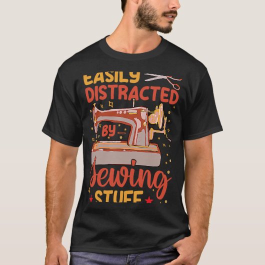 容易に気を散らす裁縫物裁縫キルティング Tシャツ (正面)