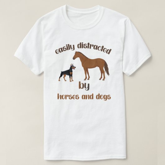 容易に馬や犬に気を取られる Tシャツ (デザイン正面)