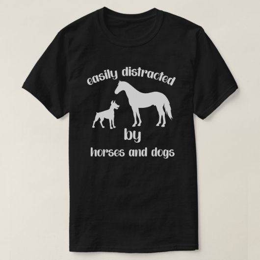 容易に馬や犬に気を取られる Tシャツ (デザイン正面)