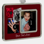 容易に4つの写真が付いているあなた自身の写真の表示を作って下さい シルバープレートフレームオーナメント (右)