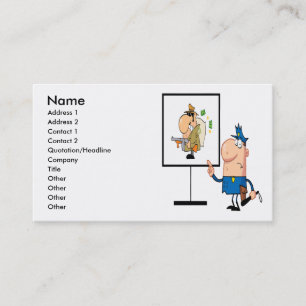 容疑者おもしろいを示す警察官 名刺