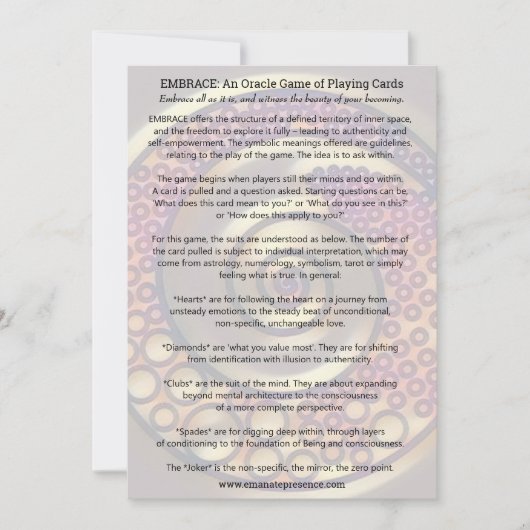 容認: トランプのOracleのゲーム 招待状 (正面)