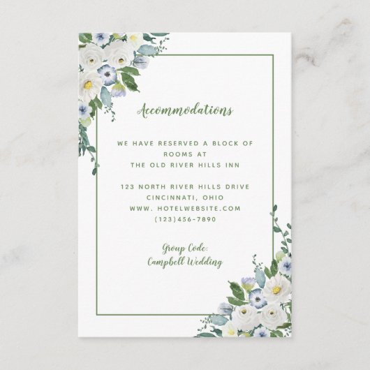 宿泊施設の詳細　エレガントな水彩グリーン エンクロージャーカード (正面)