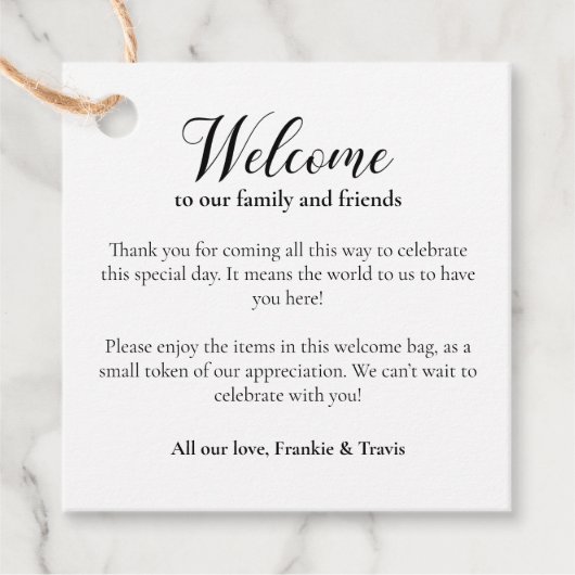 宿泊施設へようこそ抱き枕結婚バスケット フェイバータグ (正面)