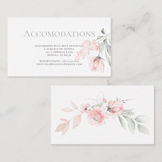 宿泊施設インサート赤面ピンクウォーター色バラ エンクロージャーカード (正面/裏面)