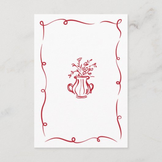 宿泊施設ウェディングRSVPハンドドローお洒落ド エンクロージャーカード (裏面)