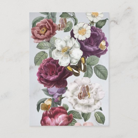 宿泊施設ウェディングRSVPフローラバタフライ開花 エンクロージャーカード (裏面)