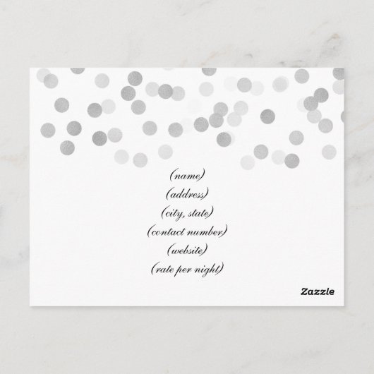 宿泊施設エレガントシルバーフォイルグリッターライト ポストカード (裏面)