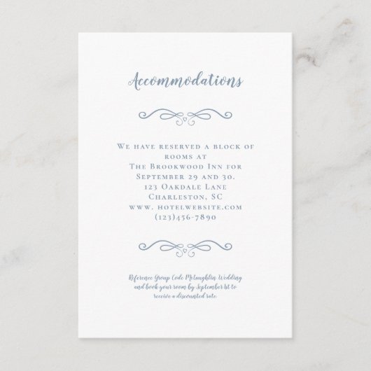 宿泊施設エレガントダスティブルー結婚ズ詳細 エンクロージャーカード (正面)