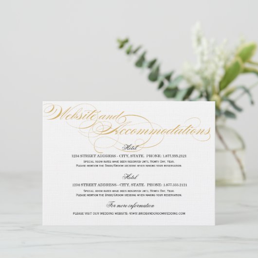 宿泊施設カード – 金ゴールド&ブラック エンクロージャーカード (スタンド正面)