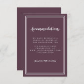 宿泊施設シンプルカシスパープル詳細結婚ズ エンクロージャーカード (正面/裏面)