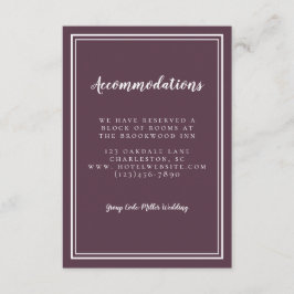 宿泊施設シンプルカシスパープル詳細結婚ズ エンクロージャーカード