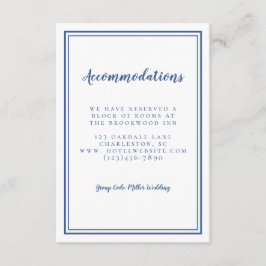 宿泊施設シンプルクラシックBlue White 結婚's エンクロージャーカード