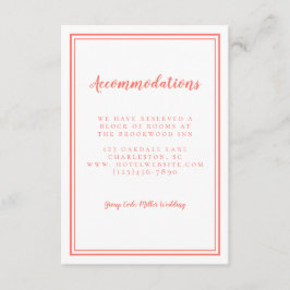 宿泊施設シンプルコーラル結婚ズミニマル エンクロージャーカード