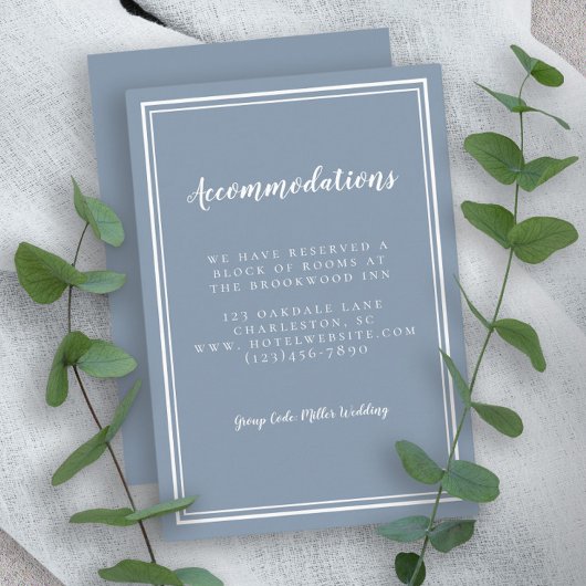 宿泊施設シンプルDusty Blue White 結婚's エンクロージャーカード