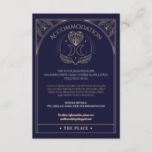 宿泊施設タロットムーンクリスタル結婚ハート エンクロージャーカード (正面)