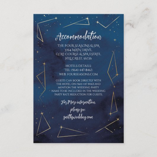 宿泊施設結婚のスターサインネイビーカード エンクロージャーカード (正面)