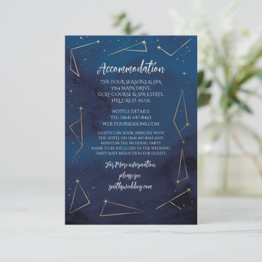 宿泊施設結婚のスターサインネイビーカード エンクロージャーカード (スタンド正面)