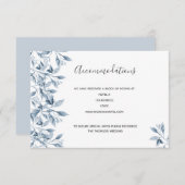 宿泊施設結婚ブルーホワイトフローラ エンクロージャーカード (正面/裏面)