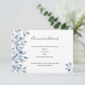 宿泊施設結婚ブルーホワイトフローラ エンクロージャーカード (スタンド正面)