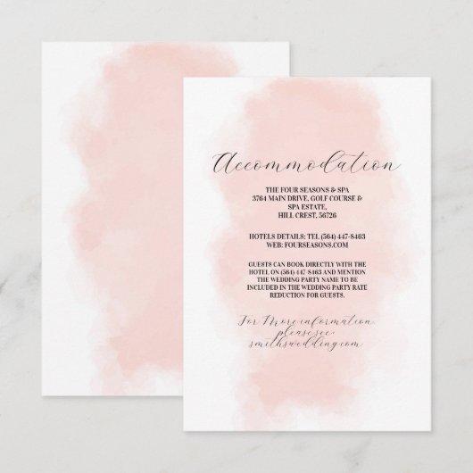 宿泊施設 ウェディング 水彩画 桃 洗う エンクロージャーカード (正面/裏面)