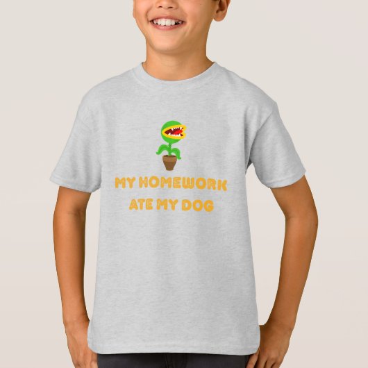 宿題が犬を食べちゃった Tシャツ (正面)