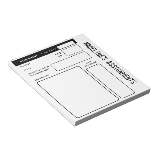 宿題の追跡パーソナライズされたのためのADHDキッズパッド ノートパッド (アングル)