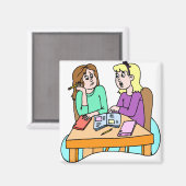 宿題をする女の子 マグネット (正面/裏面)