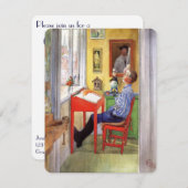 宿題を出す卒業式パーティーを開くエスブールン 招待状 (正面/裏面)